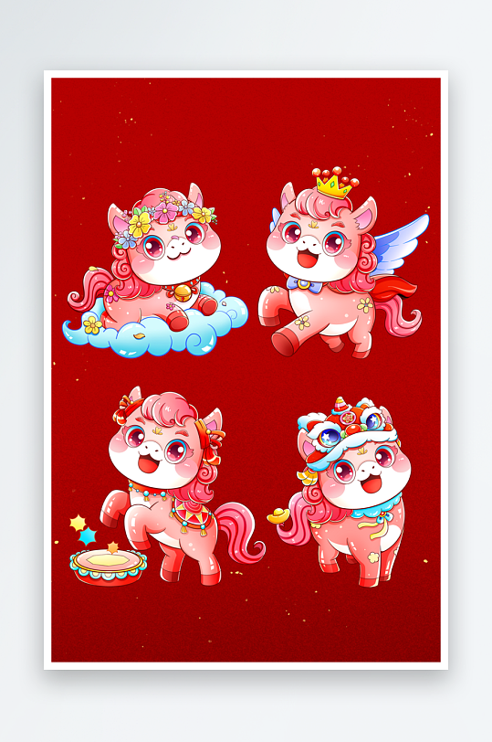 马年春节卡通吉祥物可爱公仔-众图网