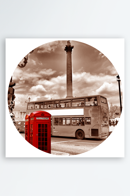 轻奢建筑圆形装饰画-众图网