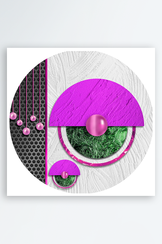 轻奢几何圆形装饰画-众图网