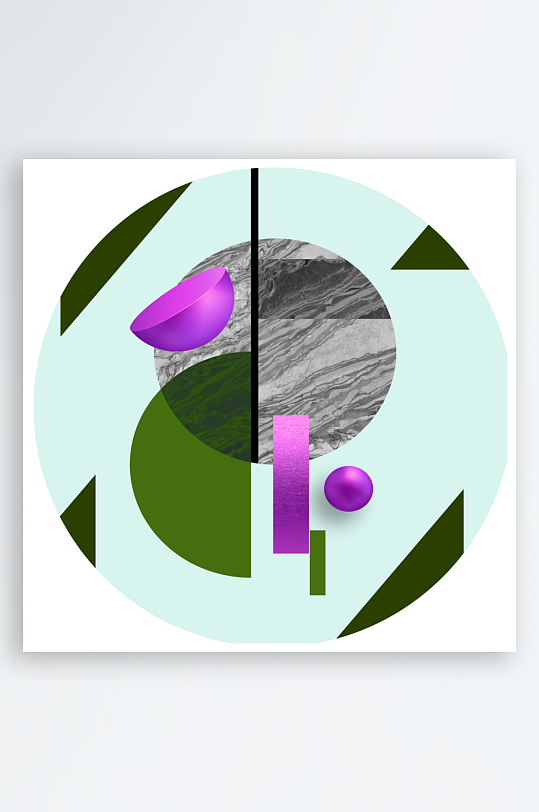 轻奢几何圆形装饰画-众图网