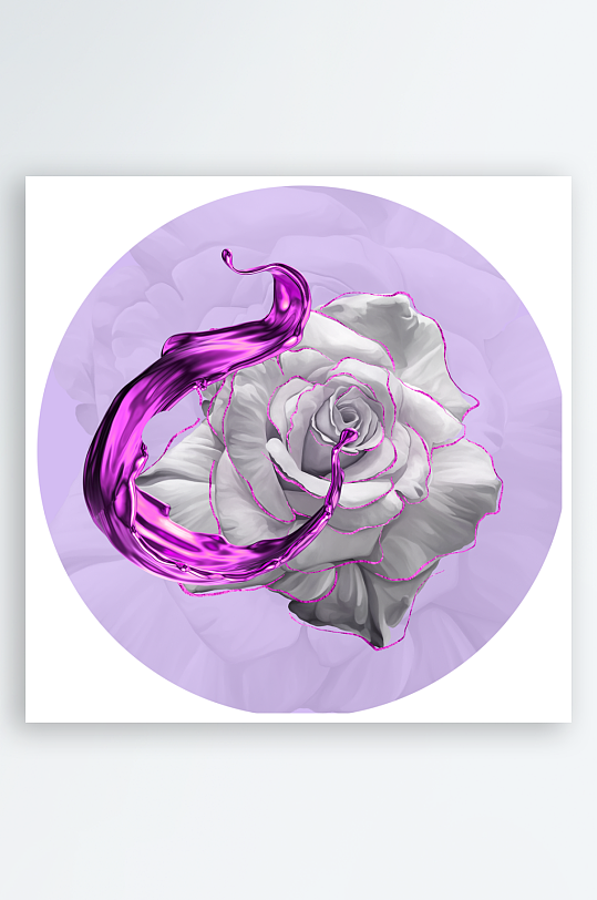 唯美花朵花瓣圆形装饰画-众图网