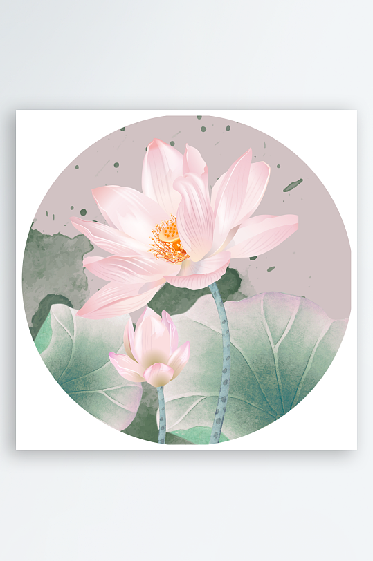 轻奢花卉圆形装饰画-众图网