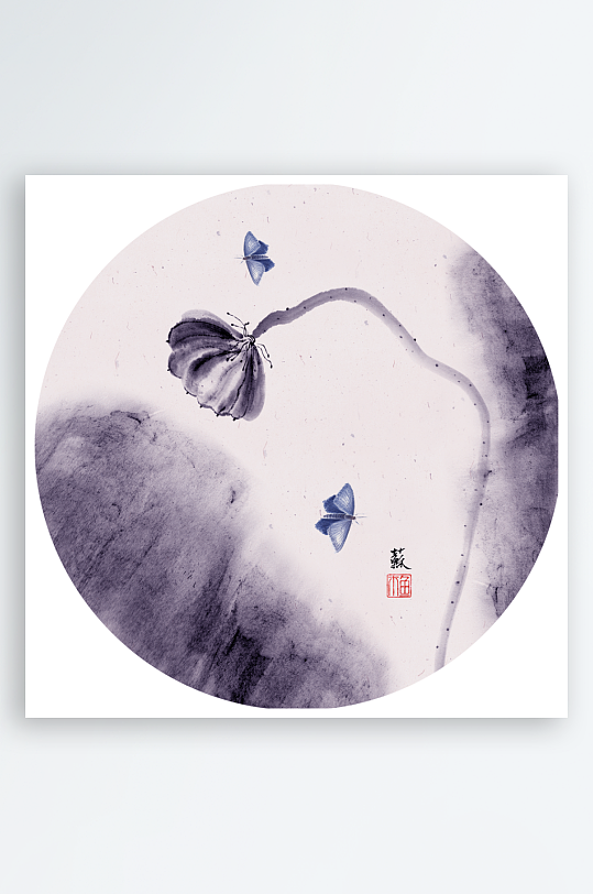 轻奢花卉圆形装饰画-众图网