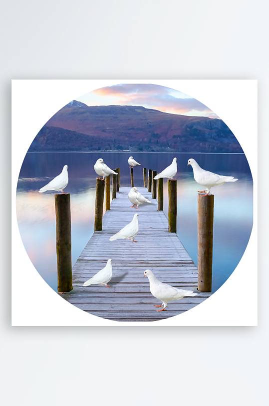 唯美风景画圆形装饰画-众图网