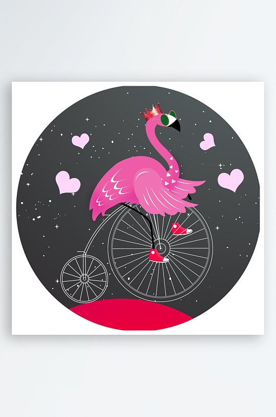 水彩动物圆形装饰画-众图网