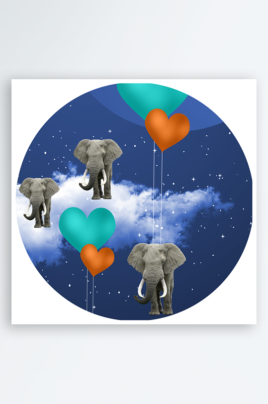 水彩动物圆形装饰画-众图网