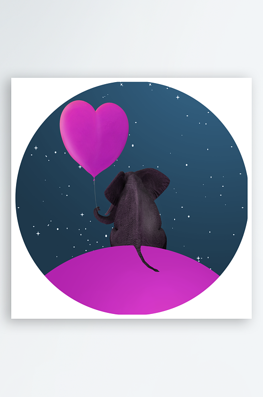 水彩动物圆形装饰画-众图网