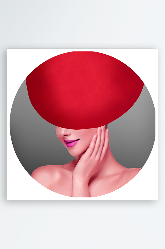 轻奢美女圆形装饰画-众图网