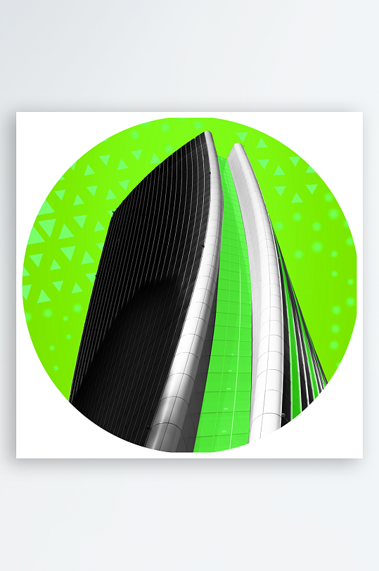 轻奢建筑圆形装饰画-众图网