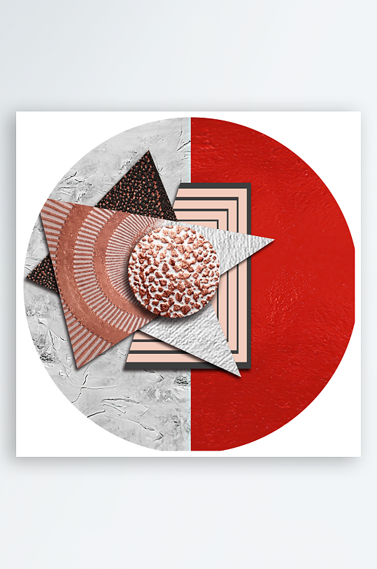 轻奢几何艺术圆形装饰画-众图网