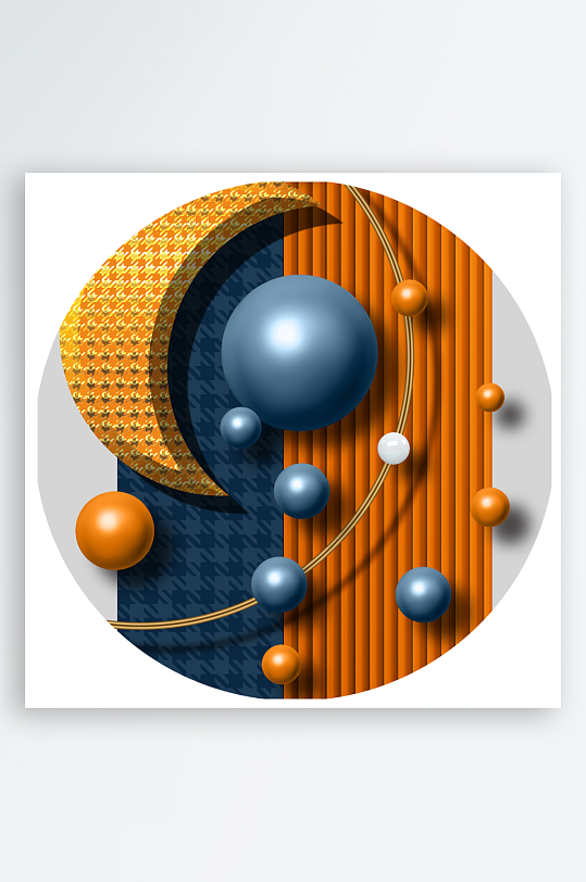 轻奢几何圆球圆形装饰画-众图网
