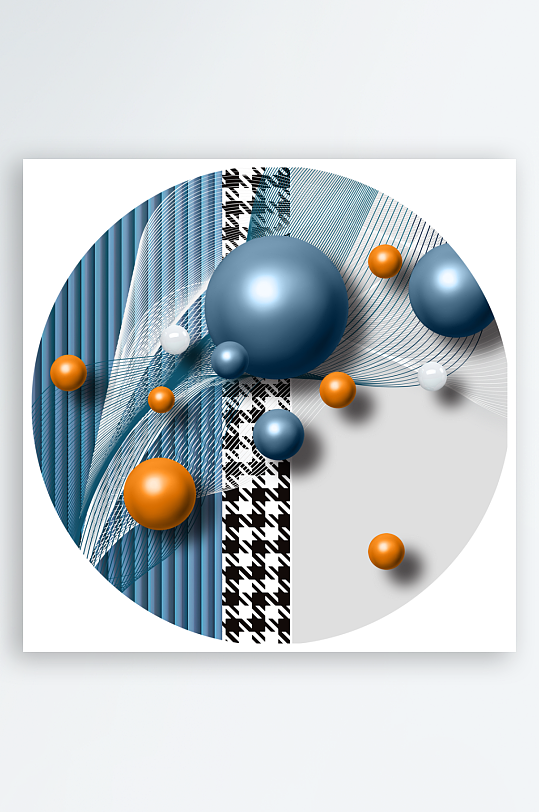 轻奢几何圆球圆形装饰画-众图网