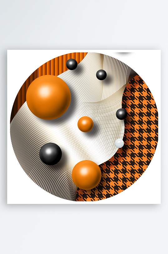 轻奢几何圆球圆形装饰画-众图网