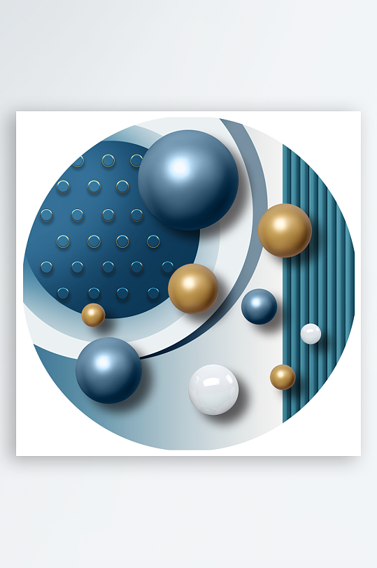 轻奢水彩几何圆球圆形装饰画-众图网