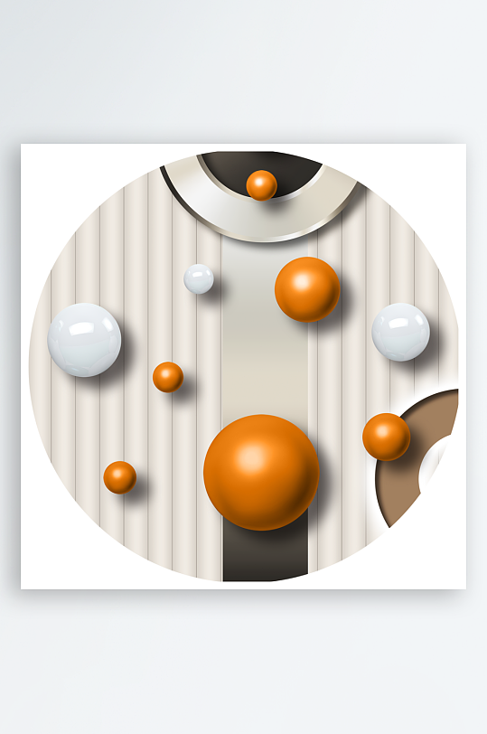 轻奢水彩几何圆球圆形装饰画-众图网