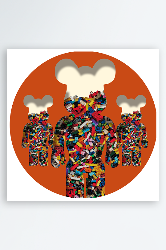 轻奢动物圆形装饰画-众图网