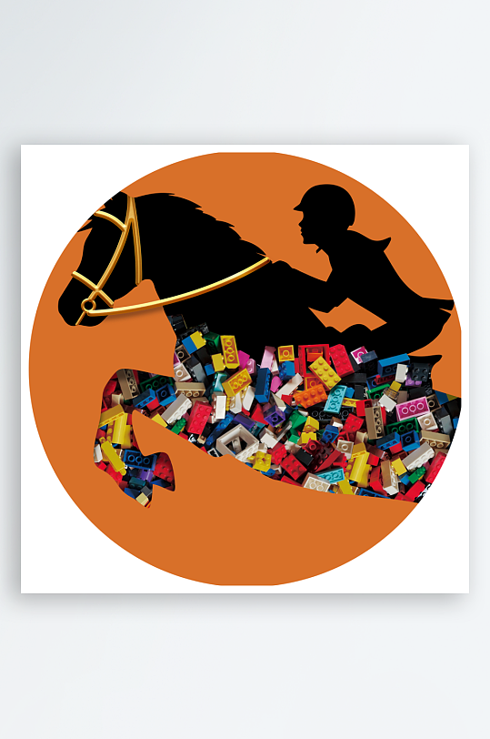 轻奢骏马简约圆形装饰画-众图网