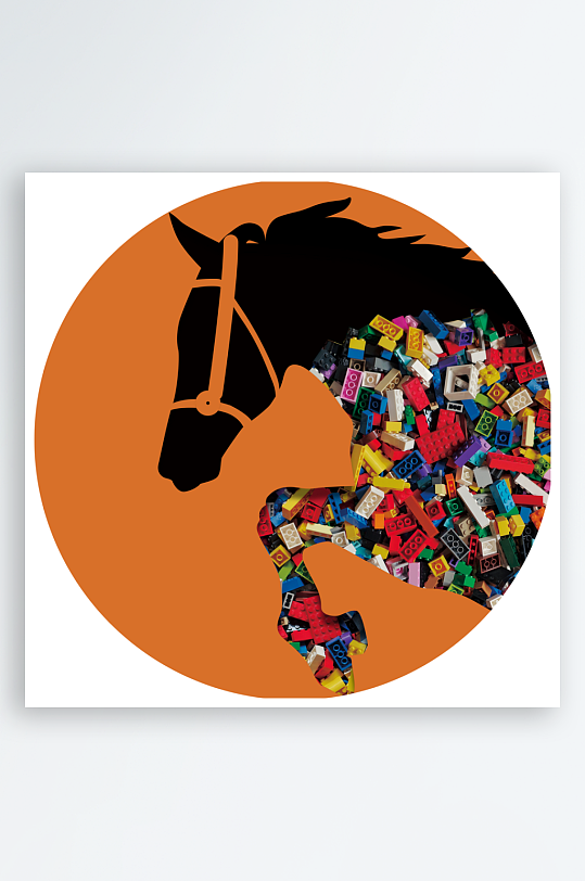 轻奢骏马圆形装饰画-众图网