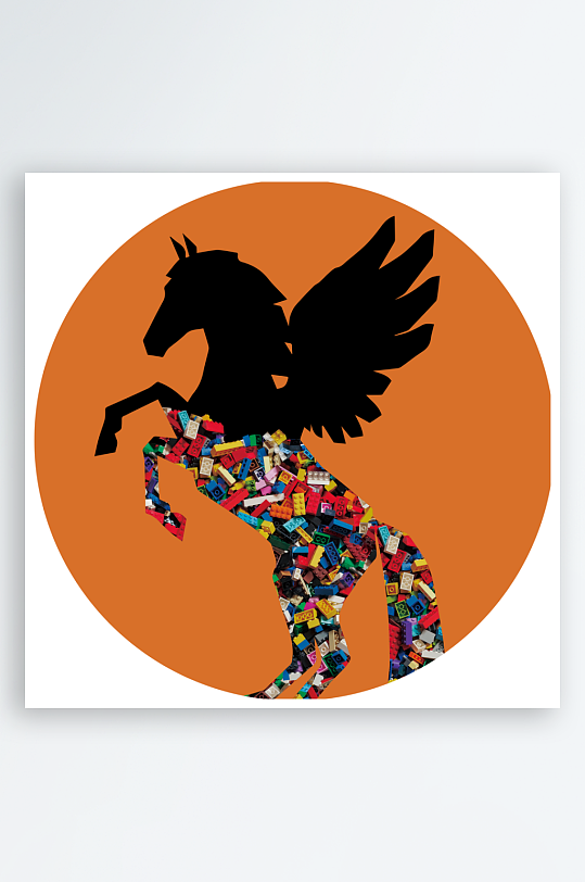 轻奢骏马圆形装饰画-众图网