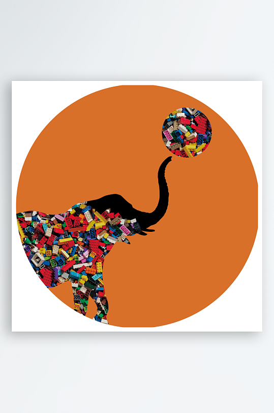 轻奢动物圆形装饰画-众图网