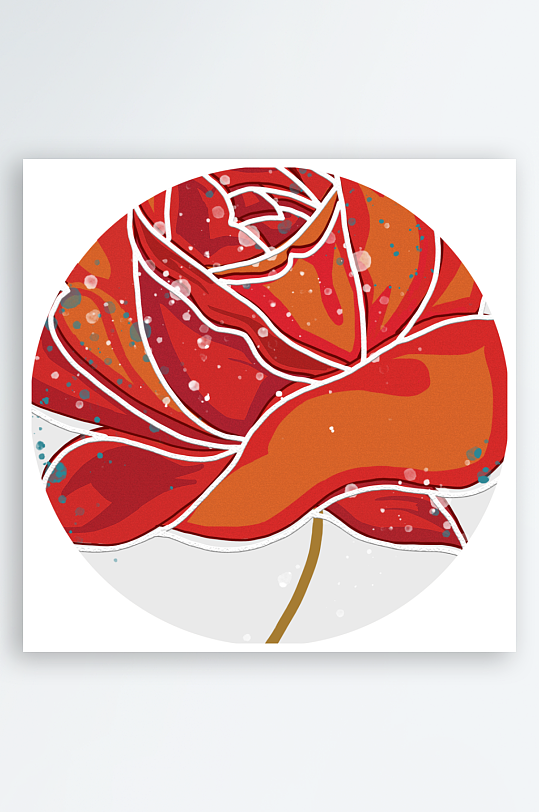 轻奢水彩花束花卉圆形装饰画-众图网