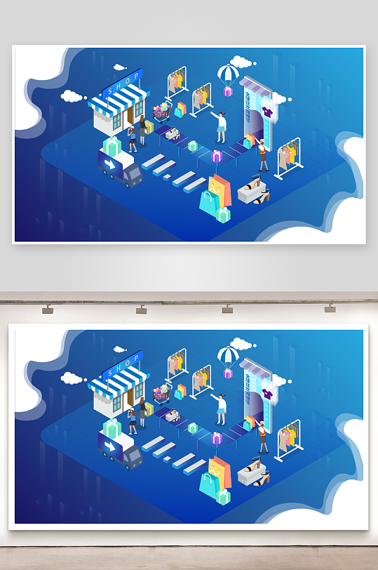 矢量创意双11场景-众图网