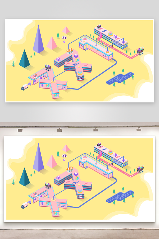 双11购物场景插画-众图网