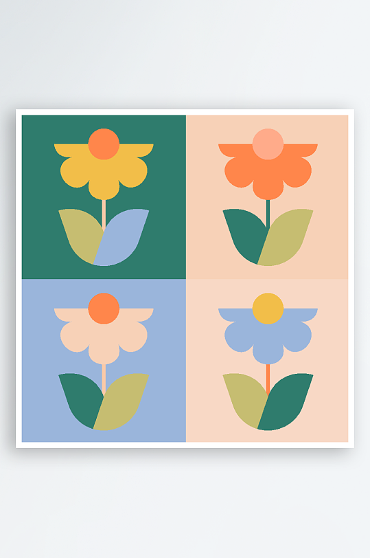 创意矢量简约花卉背景设计-众图网