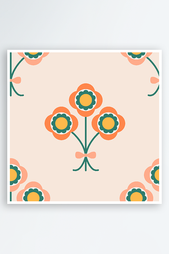 创意矢量简约花卉背景设计-众图网