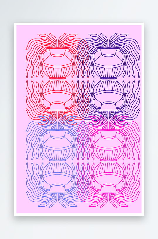 复古潮流图案矢量背景-众图网