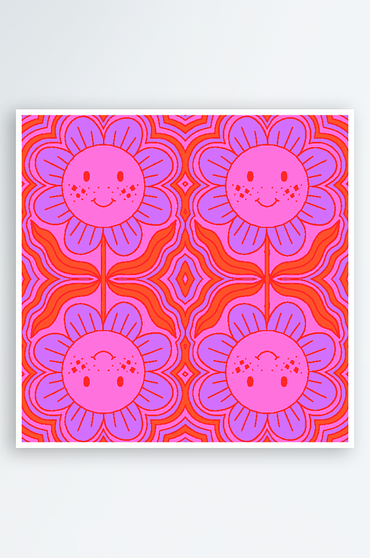 复古潮流图案矢量背景模版-众图网