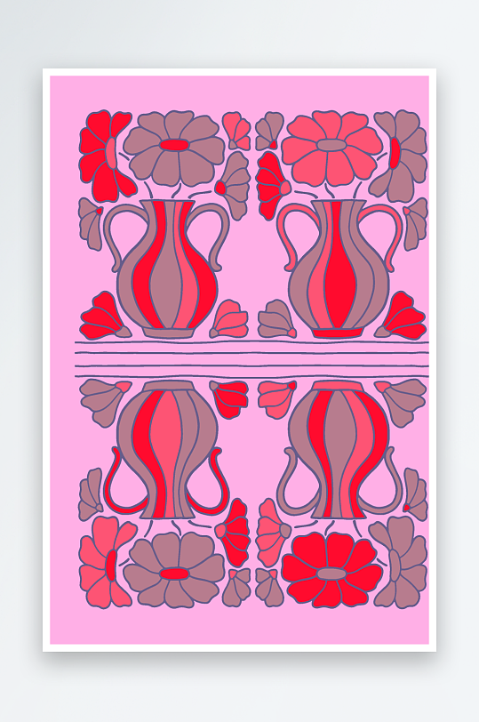 矢量复古潮流图案背景模版-众图网