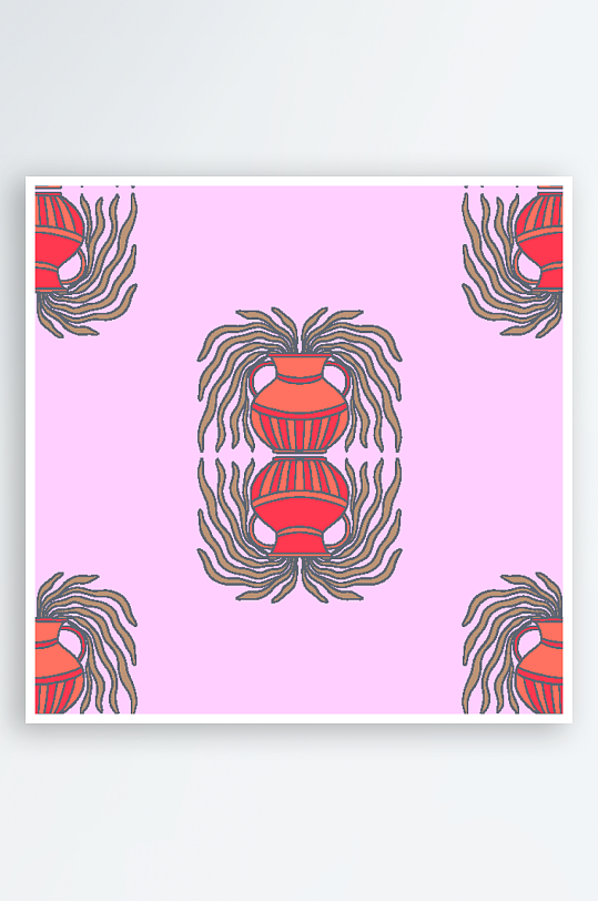 矢量简约复古潮流图案背景-众图网