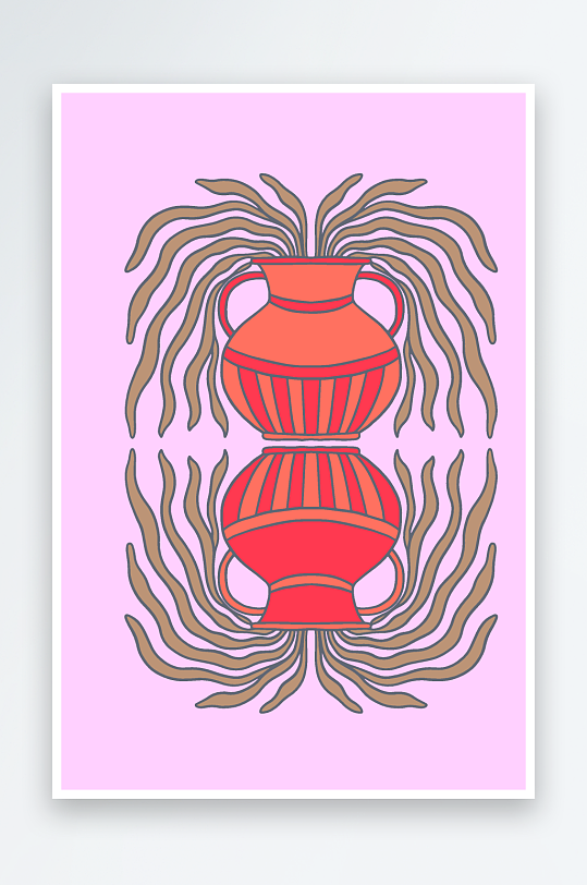 矢量简约复古潮流图案背景-众图网