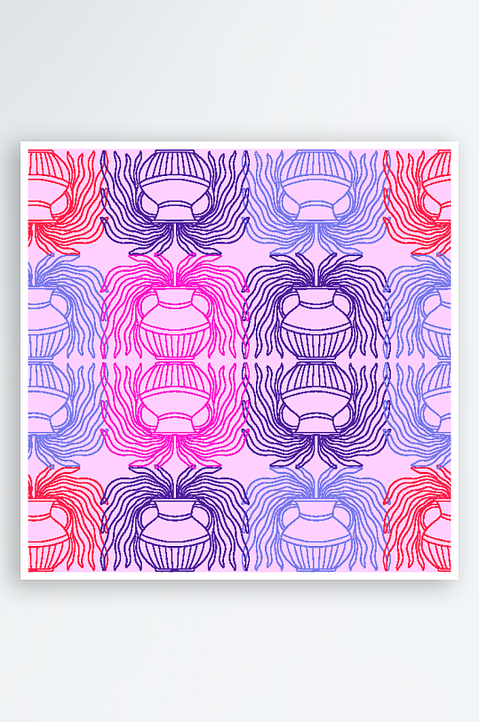 矢量简约复古潮流图案背景-众图网