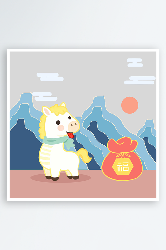 创意简约马年背景设计-众图网