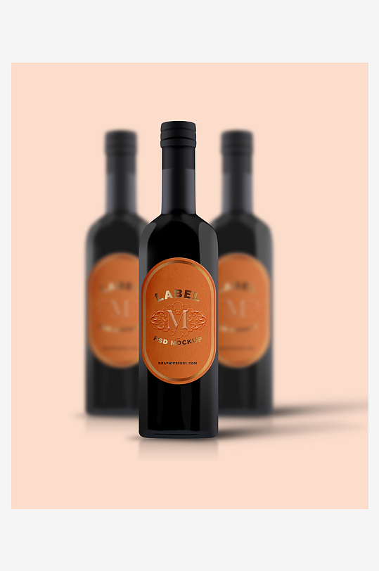 红酒瓶包装样机vi模板素材-众图网