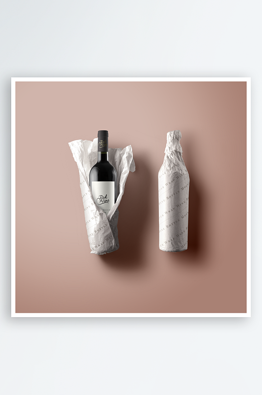 红酒瓶包装样机vi模板素材-众图网