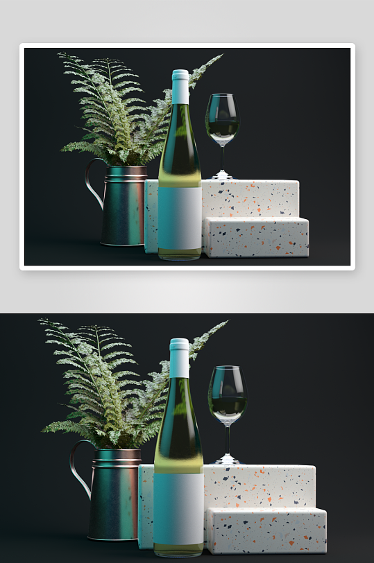 红酒瓶包装样机vi模板素材-众图网