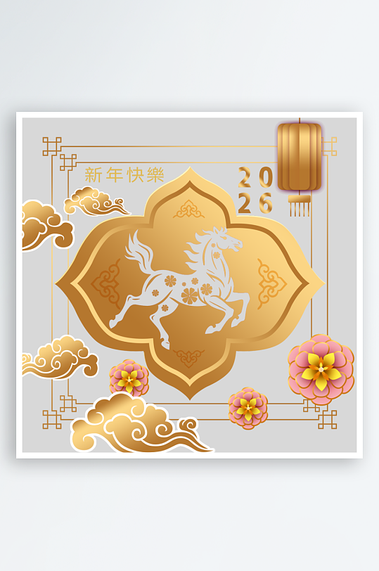 创意简约春节马年元素-众图网