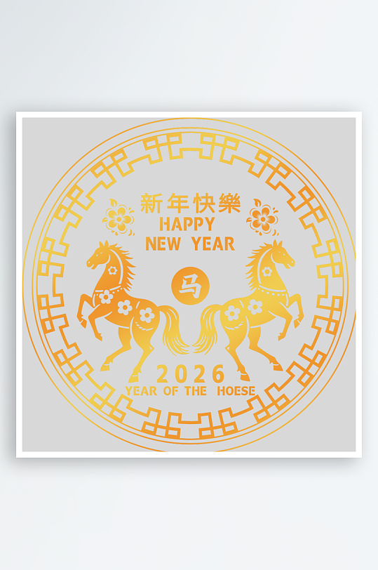 创意简约春节马年元素-众图网