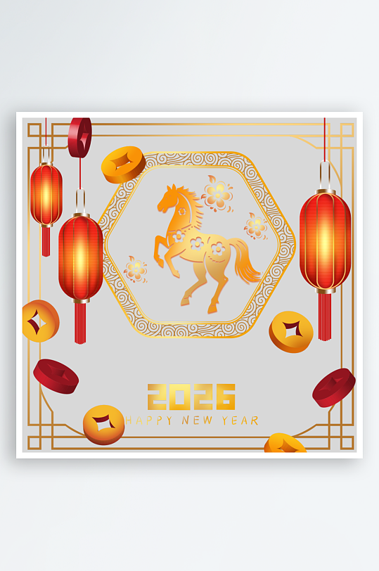 创意简约春节马年元素-众图网