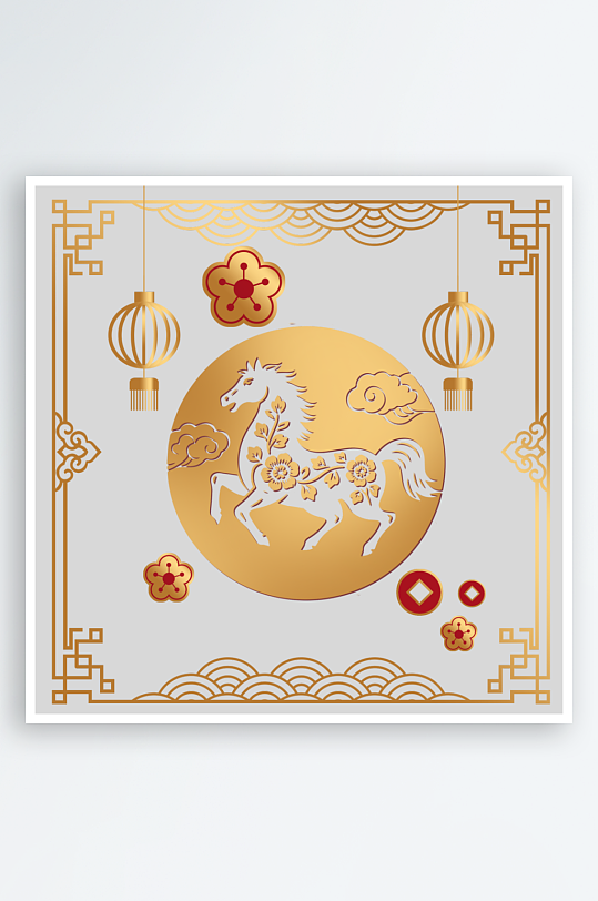 创意简约春节马年元素-众图网