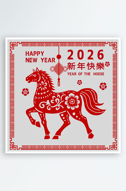 创意简约春节马年元素-众图网