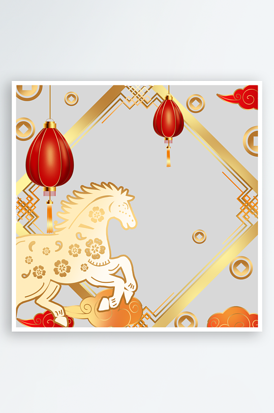 创意简约春节马年元素-众图网