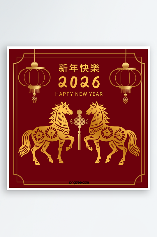 创意简约春节马年元素-众图网