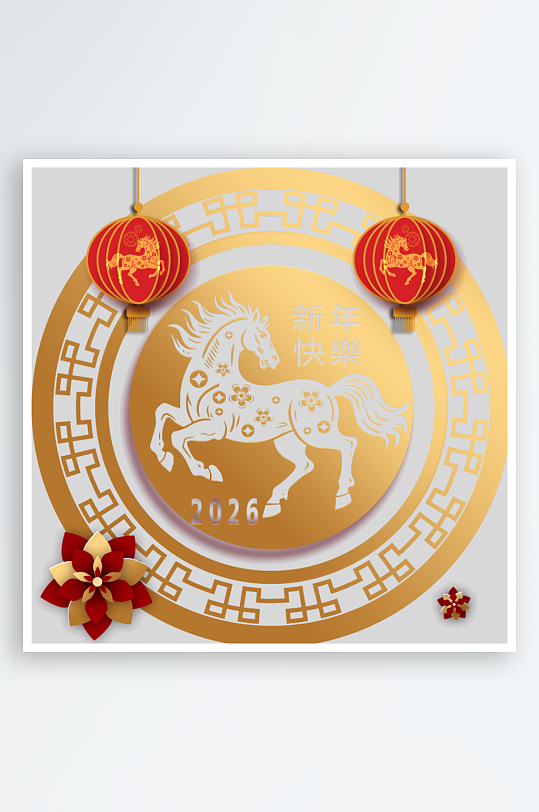 创意简约春节马年元素-众图网