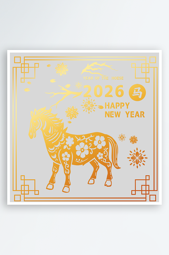 创意简约春节马年元素-众图网