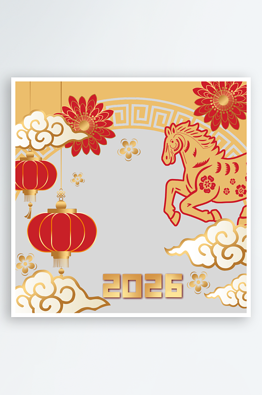 创意简约春节马年元素-众图网