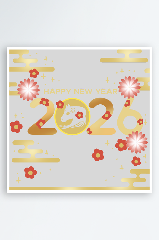 创意简约春节马年元素-众图网